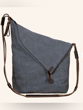 Nordlicht Grey and Brown Canvas and Leather Sling Bag